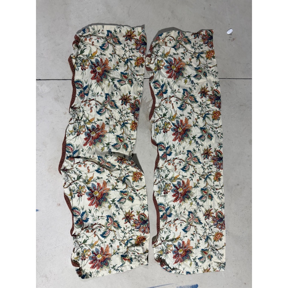 Waverly Home Classics Floral Scalloped Valance Set Cream Red Blue Gimp Trim
